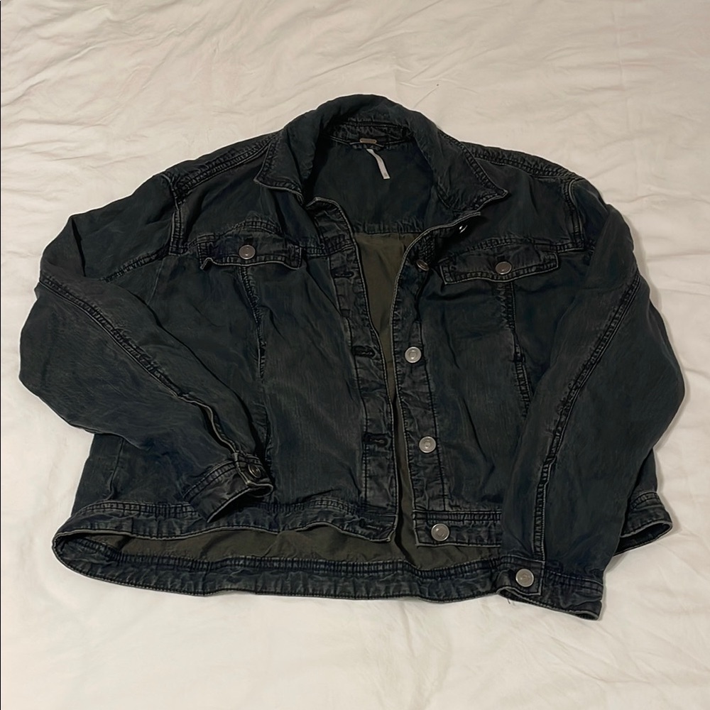 Free People Dark Denim Look Jacket